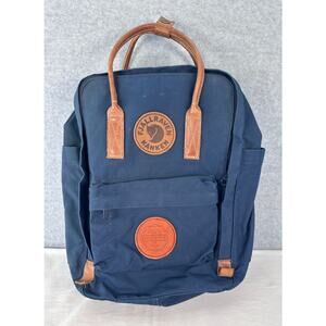 Fjallraven Kanken Navy Canvas and Leather Backpack G1000 Laptop 15 Front Pocket